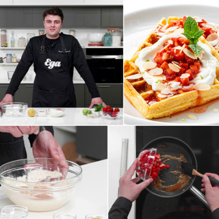 Как приготовить творожные вафли с клубникой