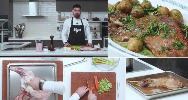 Баранья нога в духовке фото