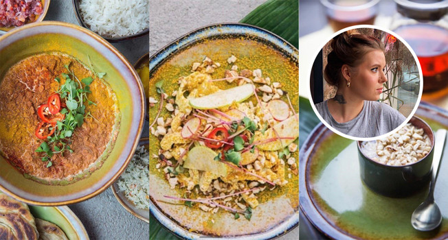 Чечевичный карри, салат из курицы и пряный десерт из кокосового молока фото