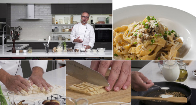 Домашняя паста с белыми грибами фото