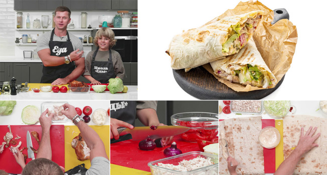 Готовим шаурму с курицей гриль вместе с героями фильма «Маленький шеф» фото