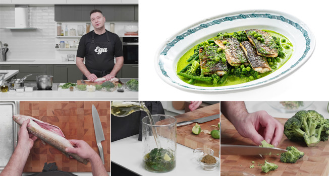 Как приготовить кефаль в соусе зеленое карри фото