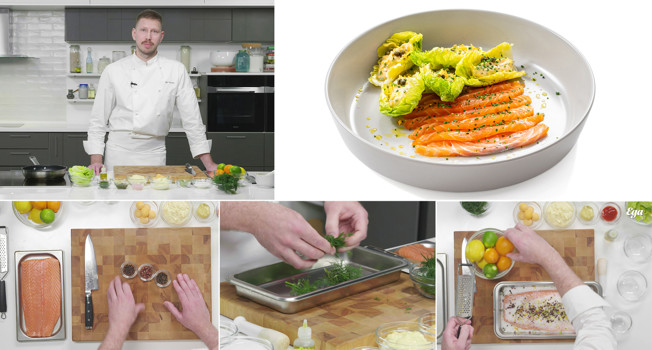 Как приготовить «Мимозу» с лососем и яичным кремом фото