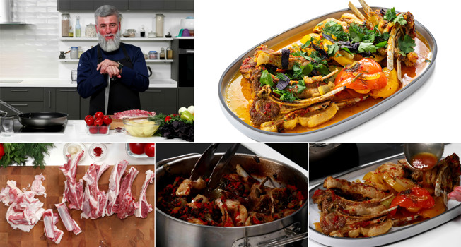 Как приготовить томленые бараньи ребра с овощами фото