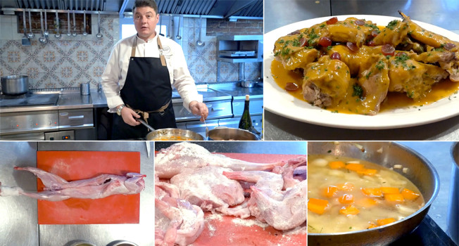 Кролик в духовке с овощами и виноградом  фото