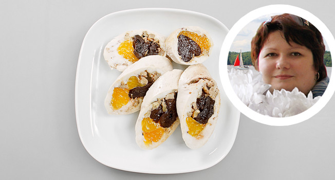 Куриные рулеты с мандаринами и черносливом фото