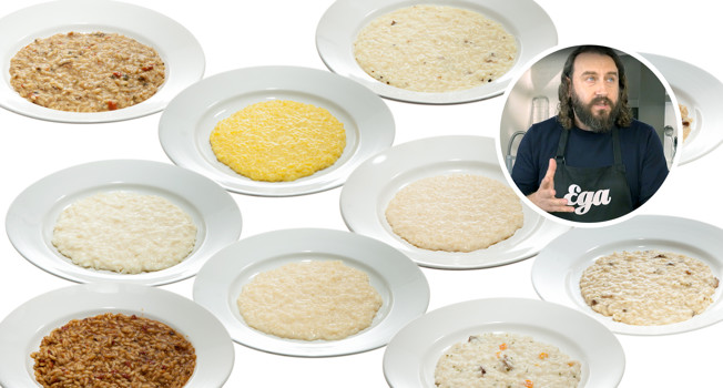 Мирко Дзаго пробует смеси для ризотто фото