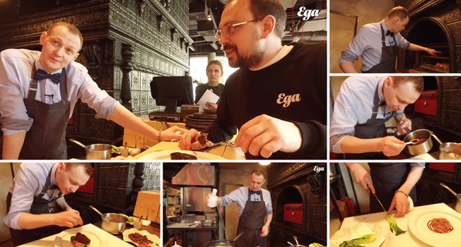 Шоколадная щека с шоколадным ризотто фото