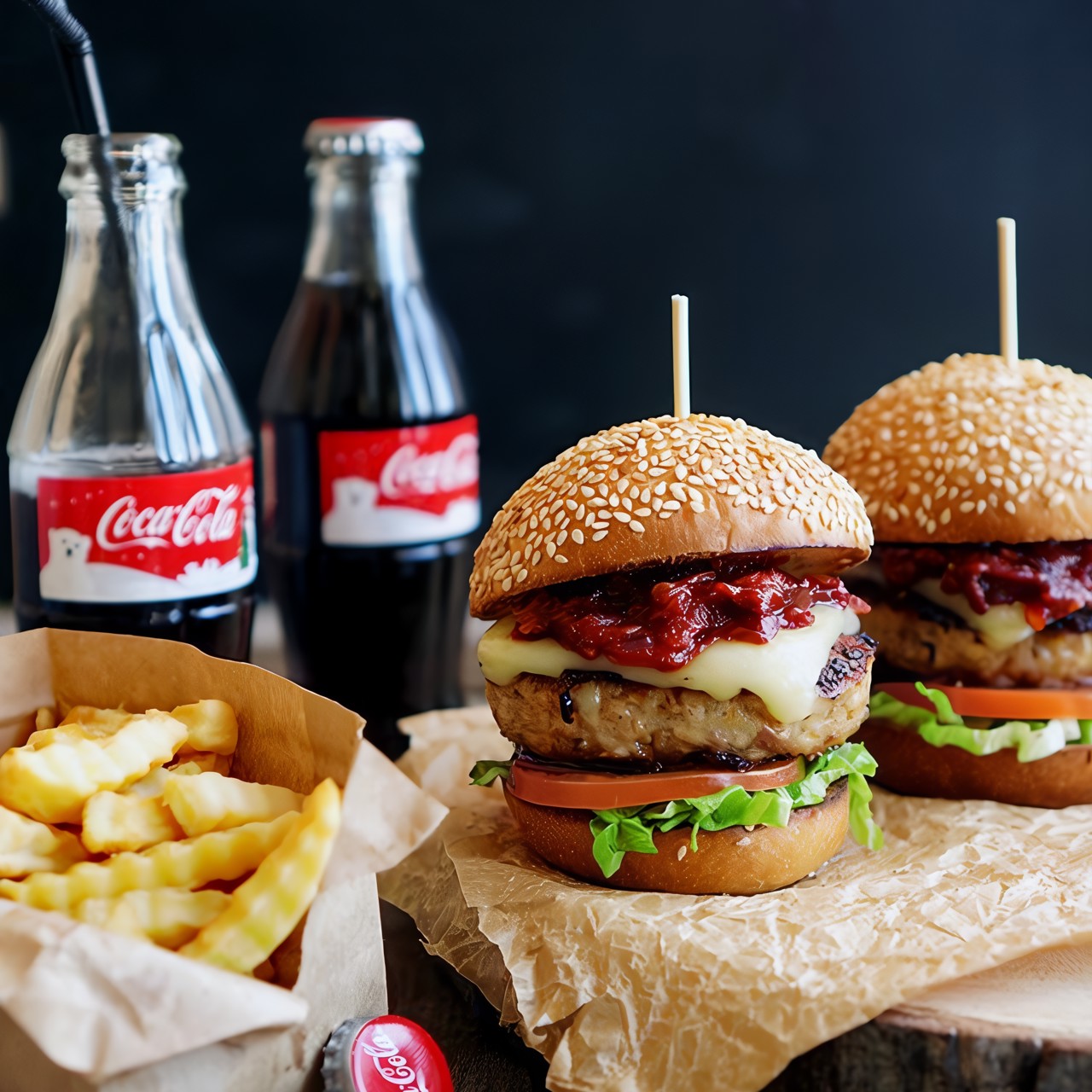 Американский бургер с курицей и беконом