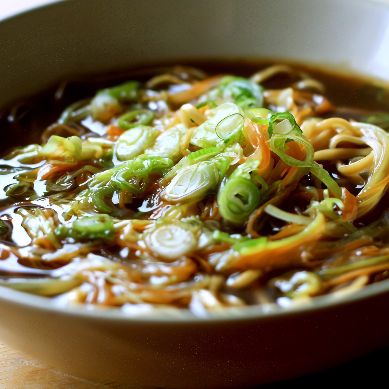 Азиатский суп с яичной лапшой