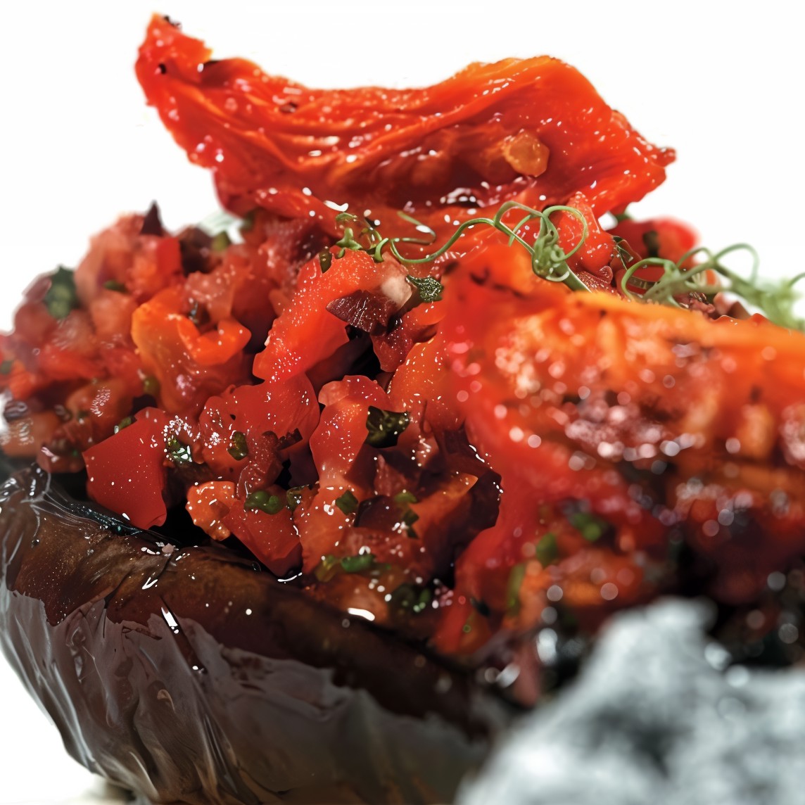 Баклажаны с сальсой из томатов