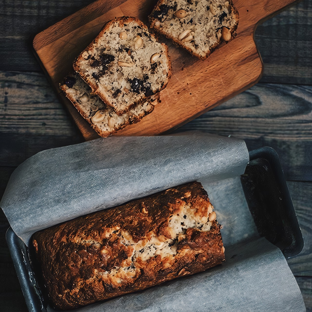 Банановый хлеб с шоколадом и солёным арахисом