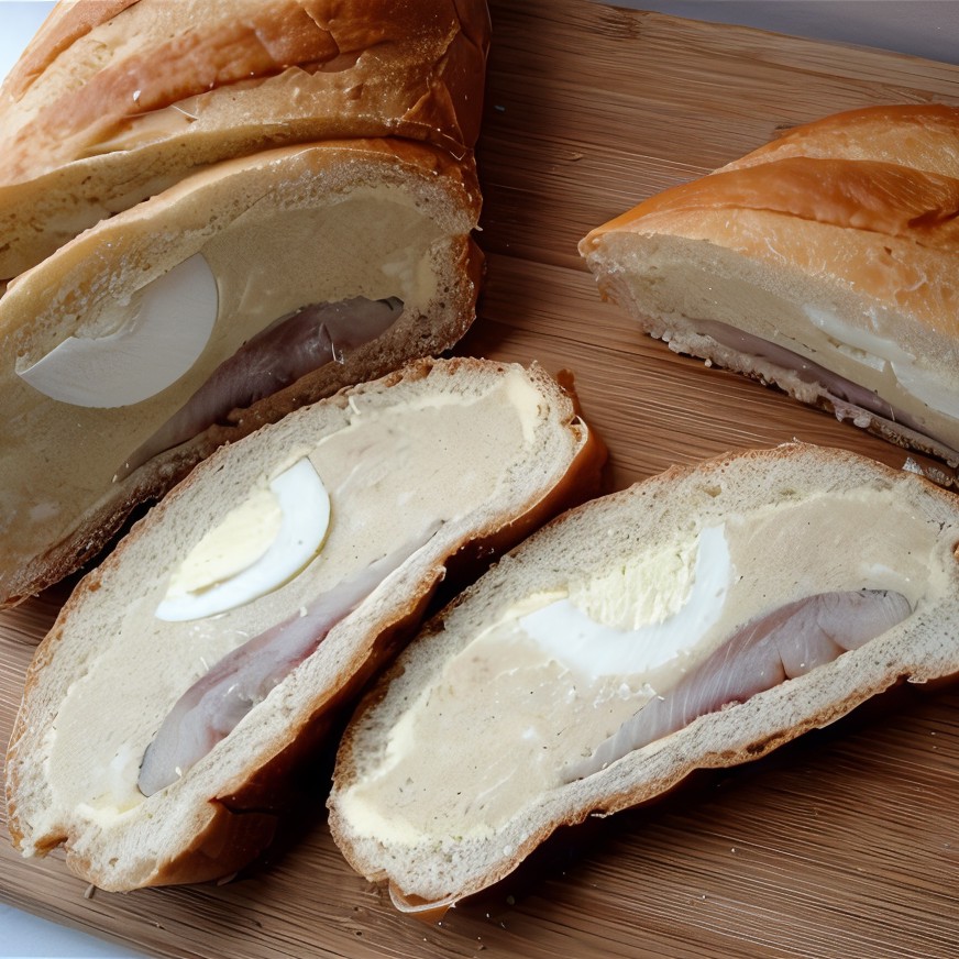 Батон, фаршированный сельдью и яйцами