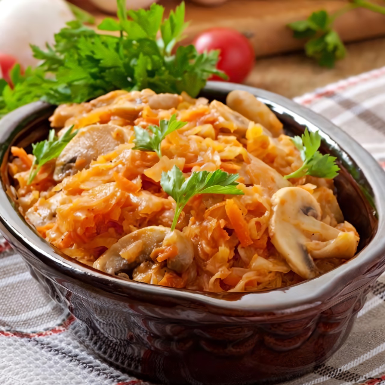 Белокочанная капуста с грибами