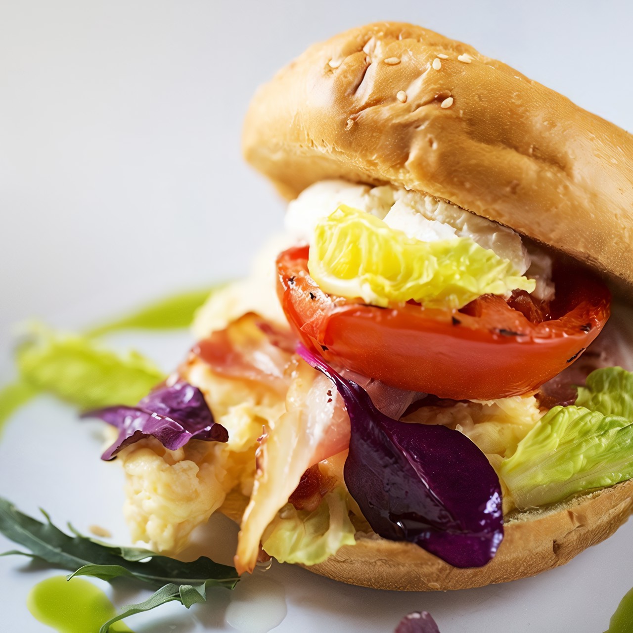 Бейгл с сыром и беконом