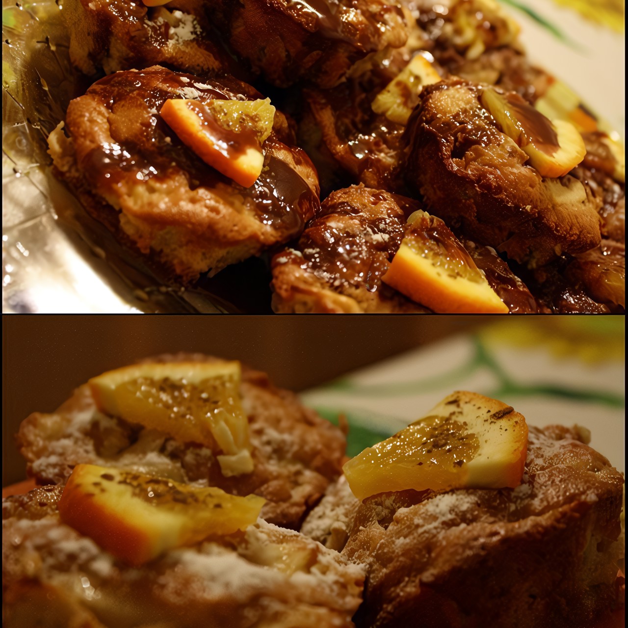 Бисквитные кексы с яблоками и шоколадным кремом