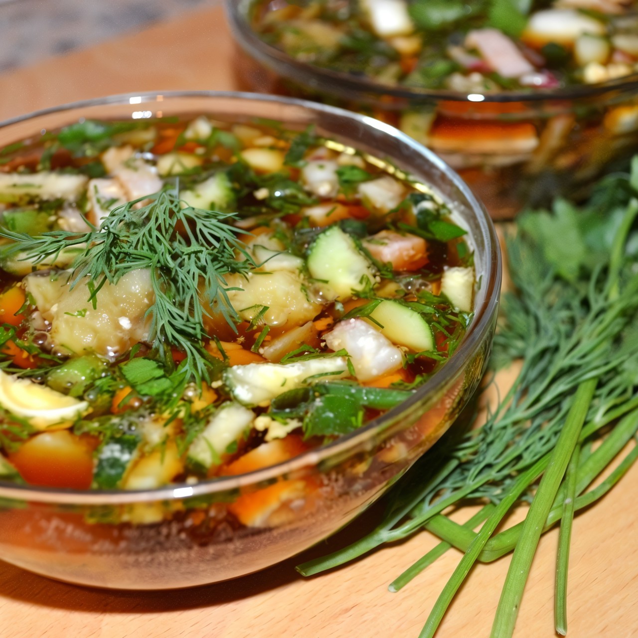 Быстрая окрошка с бужениной и редисом