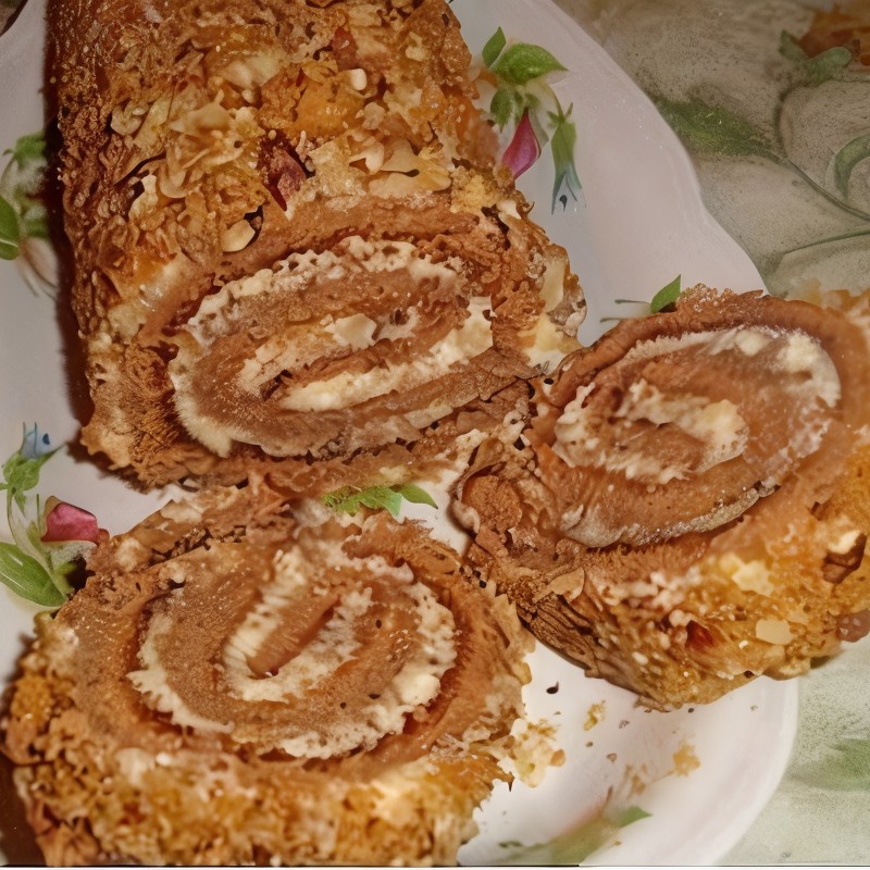 Быстрый рулет из сгущенки с начинкой