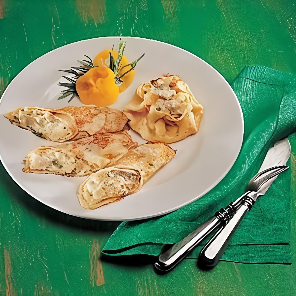 Блины с салатом из норвежской сельди