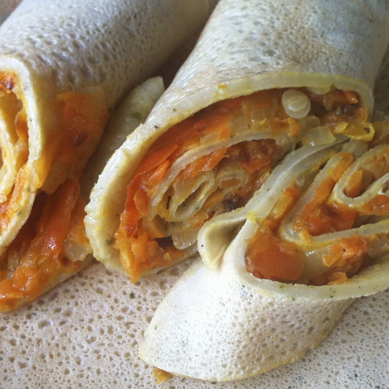 Блины соленые с морковной начинкой