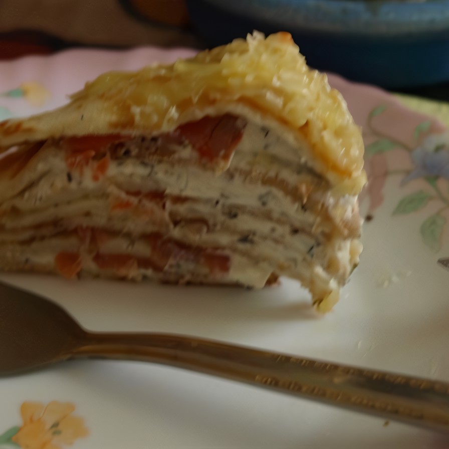 Блинный пирог с форелью