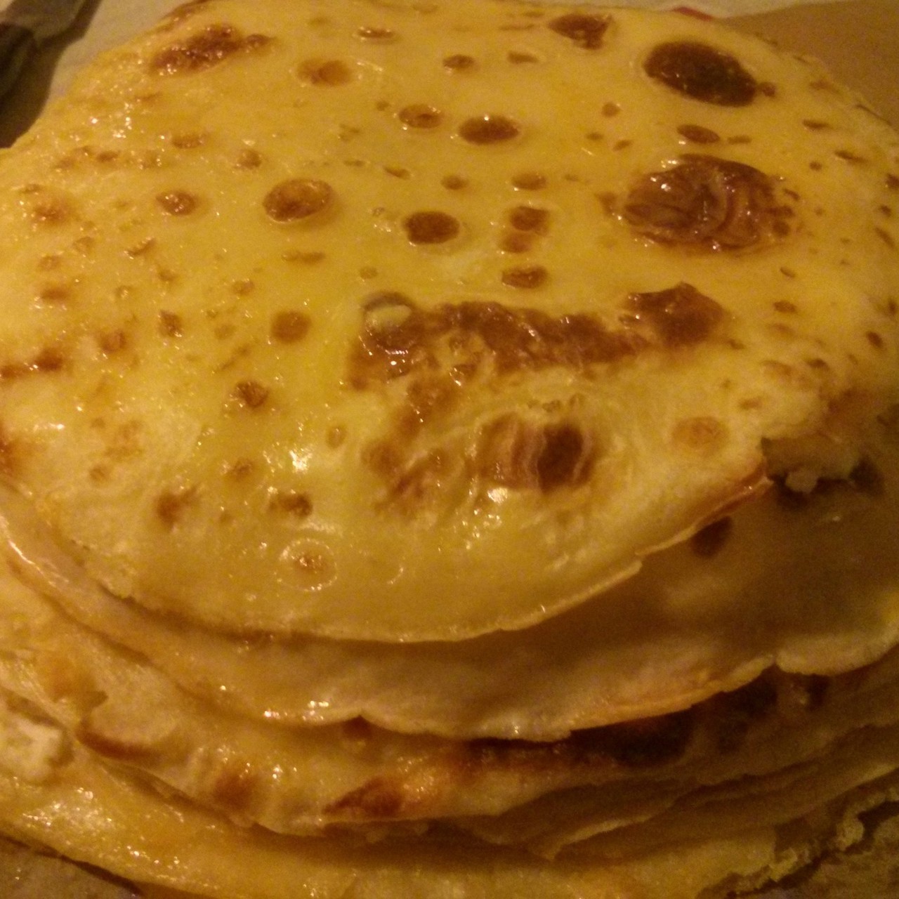 Блинный пирог с творогом и сгущенным молоком