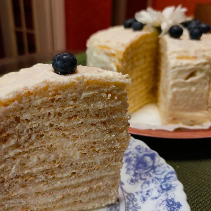 Блинный торт с творожным кремом