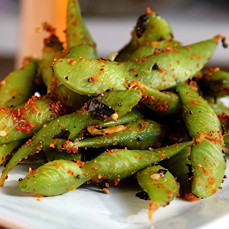 Бобы эдамаме в остром соусе