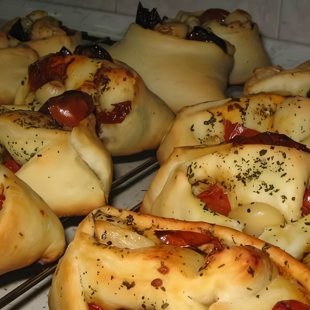 Булочки с печеными помидорами и чесноком