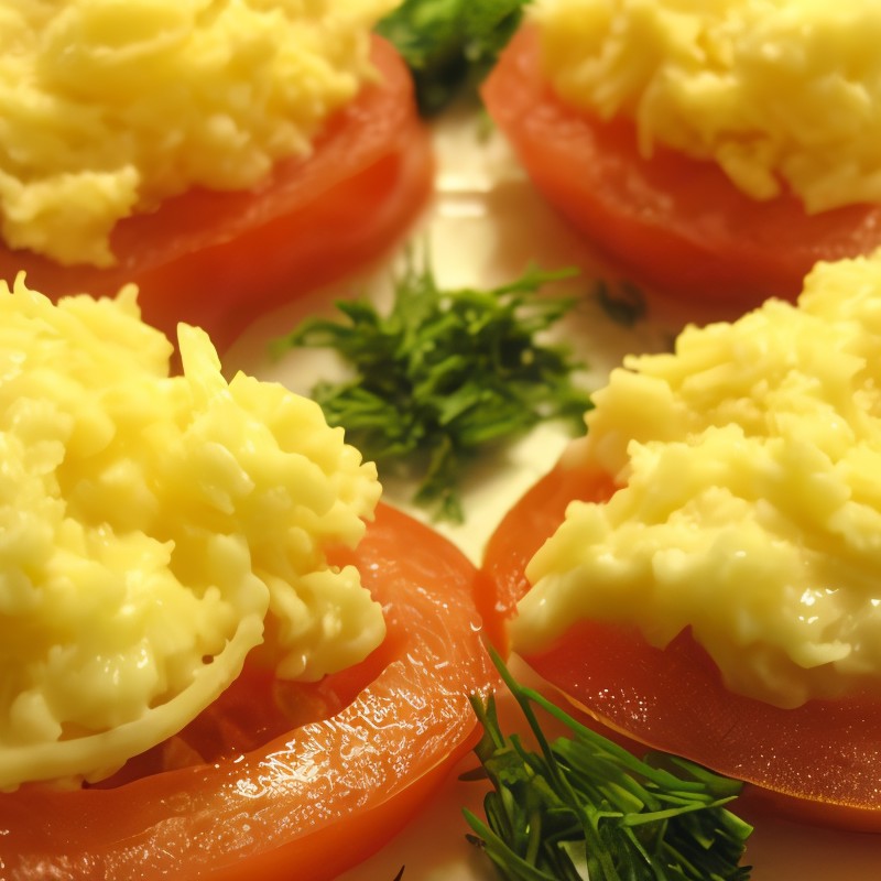 Бутерброды с помидорами и сырно-чесночным паштетом