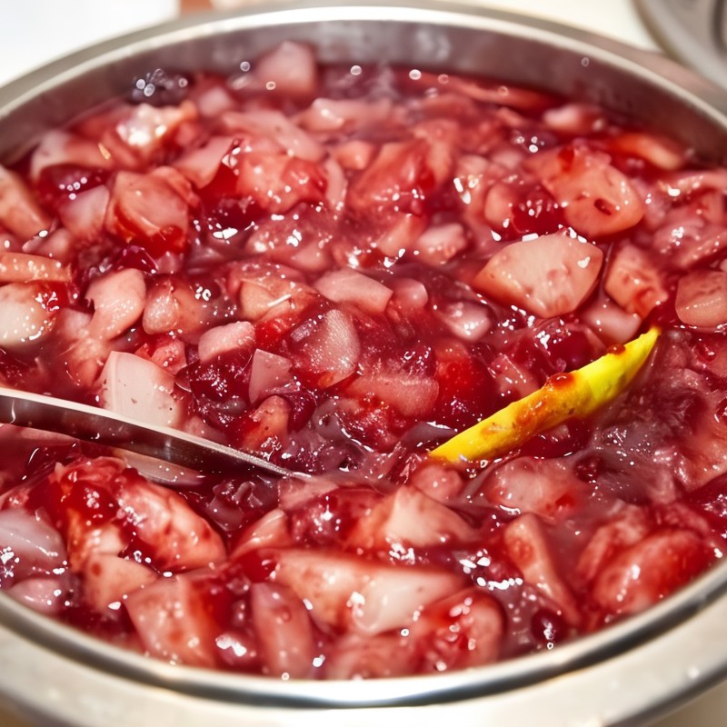 Чатни из ревеня с клюквой и красным луком