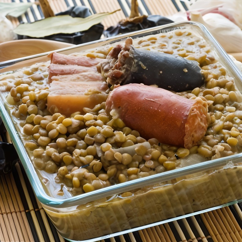 Чечевица с сосисками