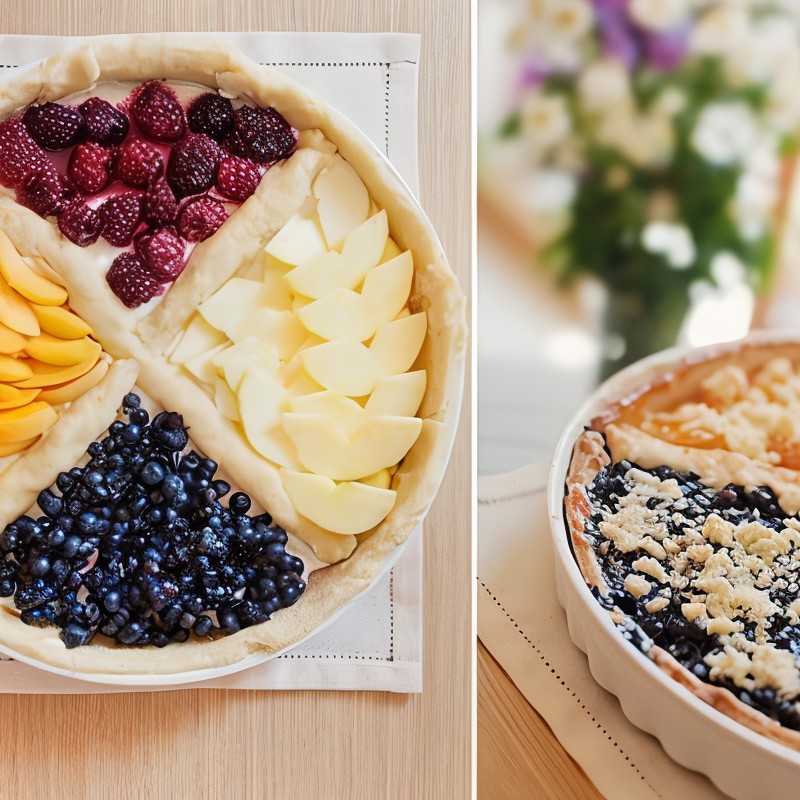 Четырехцветный фруктовый пирог