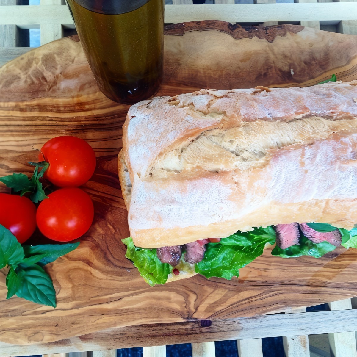 Чиабатта со стейком и овощами