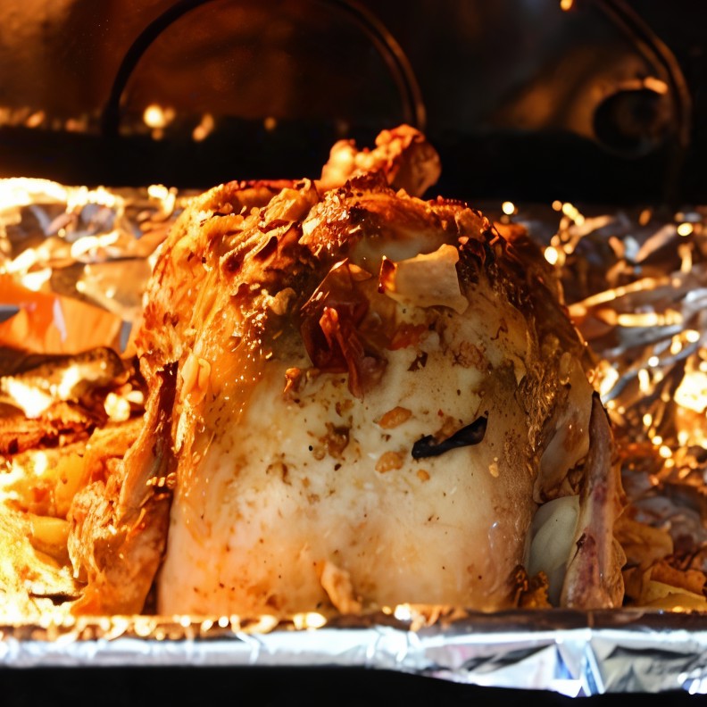 Цыпленок, фаршированный рисом и цукатами