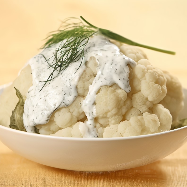 Цветная капуста под укропным соусом