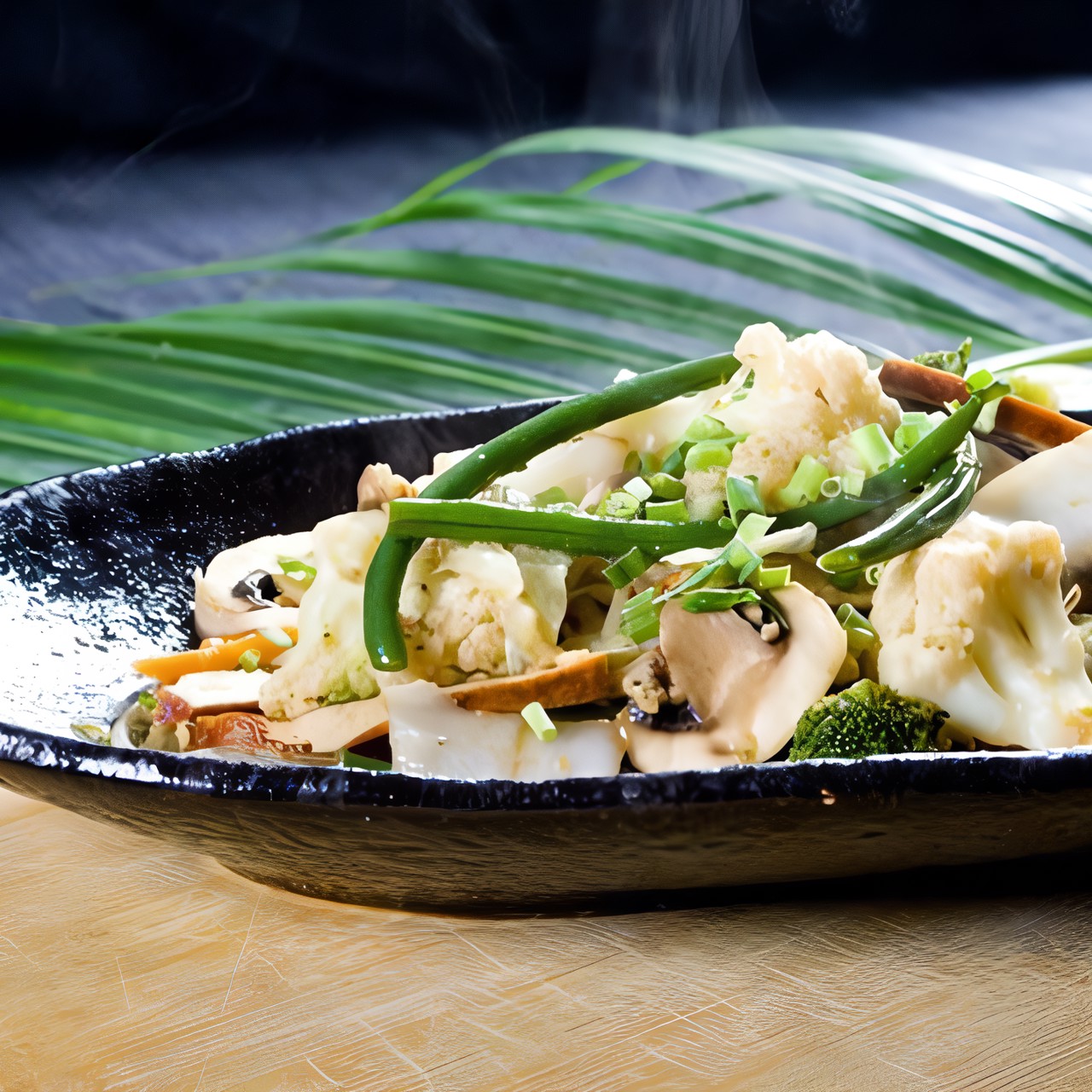 Цветная капуста с пармезаном, белыми грибами и петрушкой