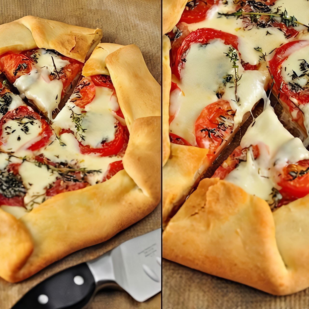 Деревенская галета с помидорами, моцареллой и тимьяном