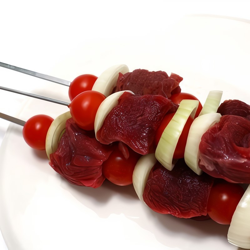 Детские шашлыки из говядины с черри