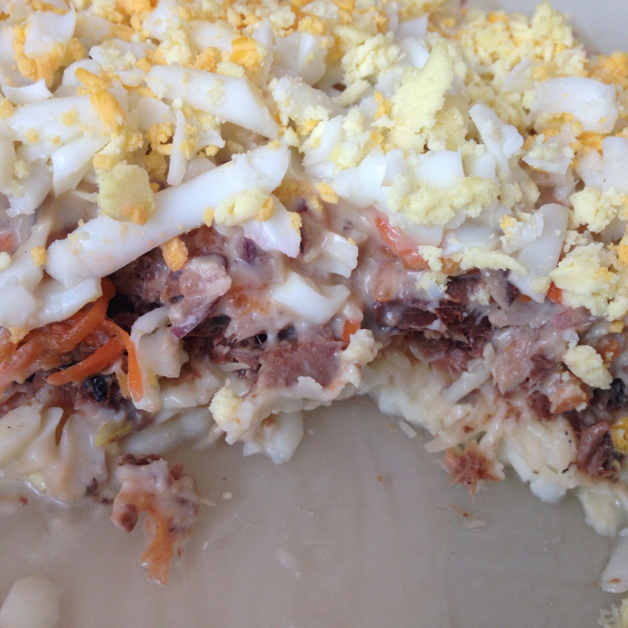 Диетический салат мимоза с тунцом и йогуртом