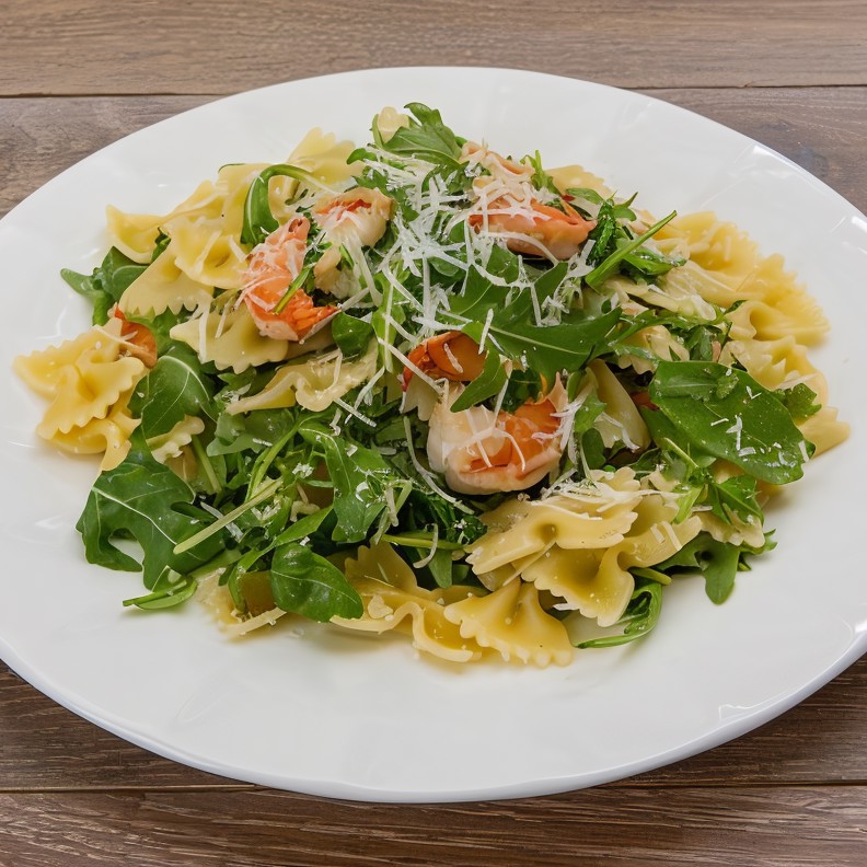 Фарфалле с креветками и рукколой