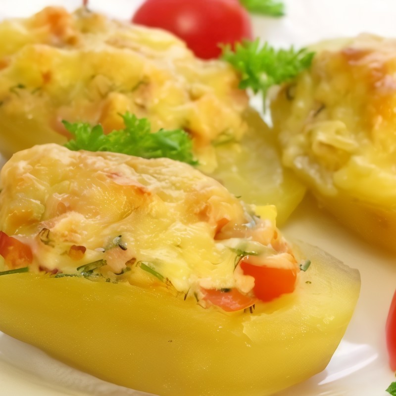 Фаршированный картофель c копченым мясом