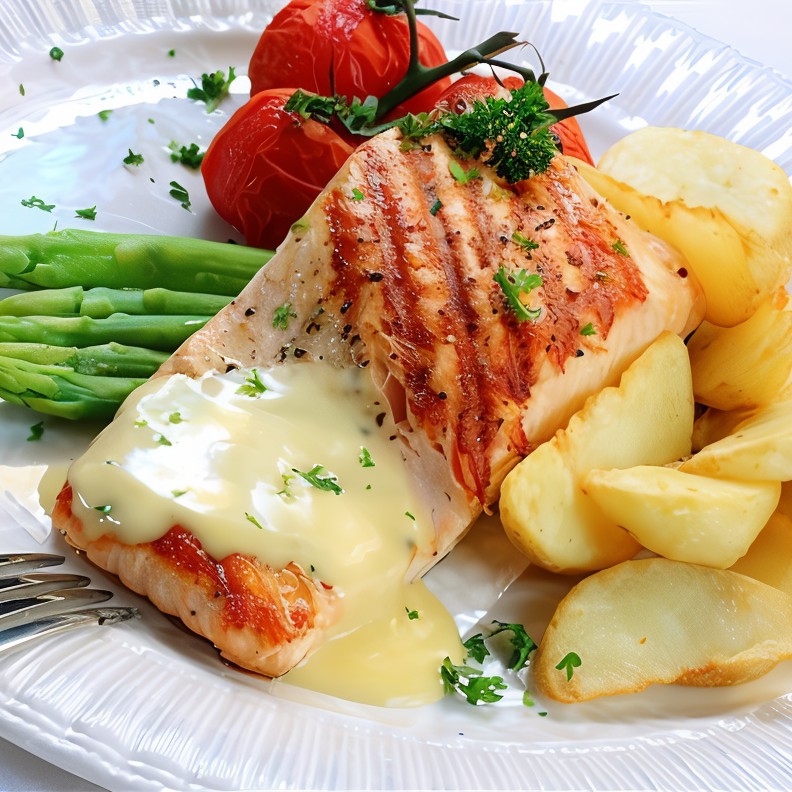 Филе лосося с голландским соусом