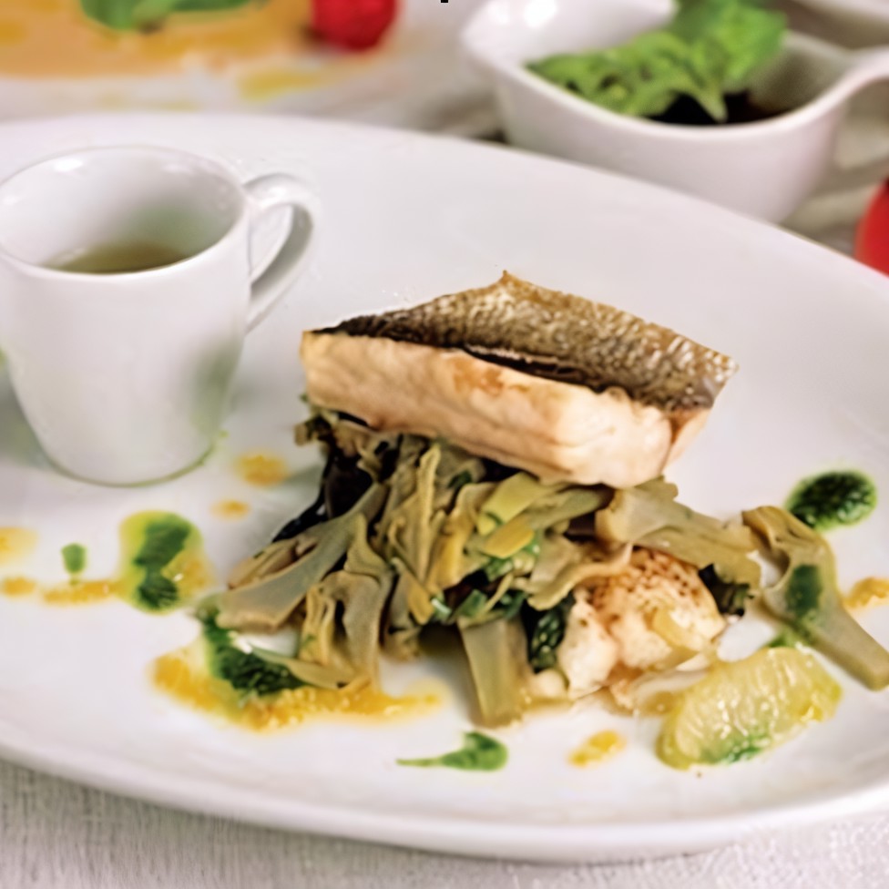 Филе сибаса с артишоками