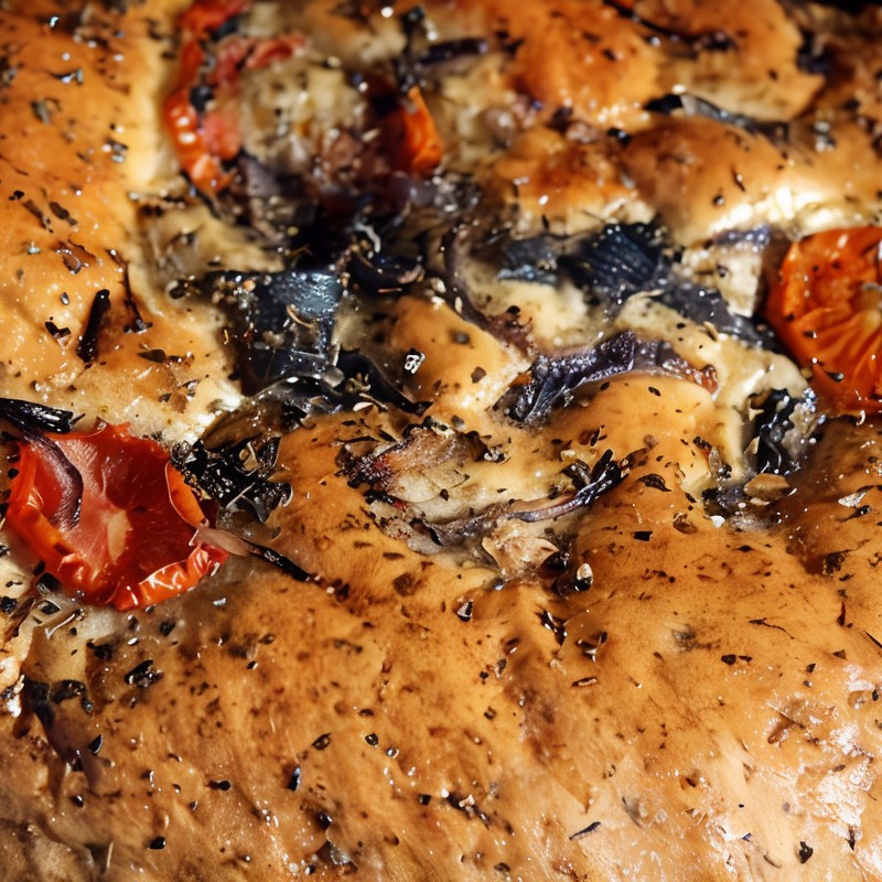 Фокачча с песто, маслинами и перцами пеппердью