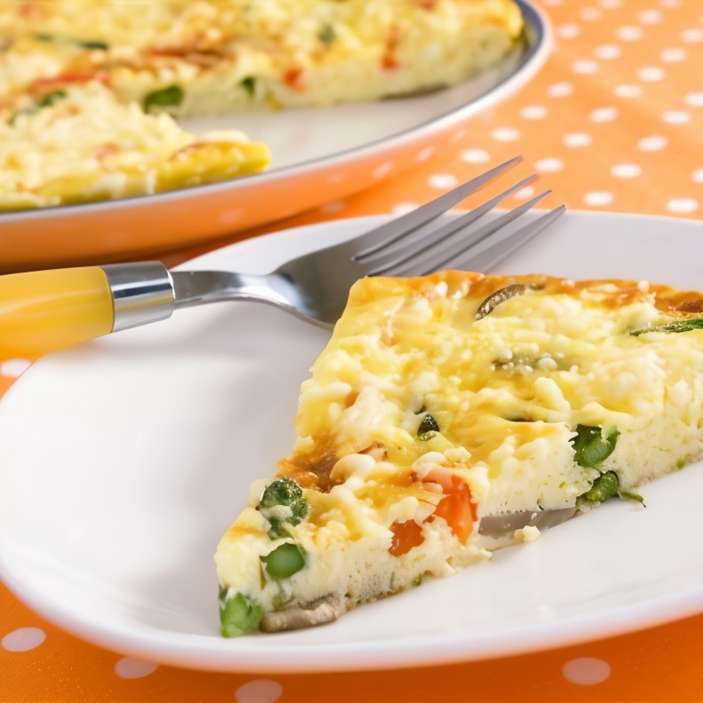 Фриттата со спаржей и зеленым горошком