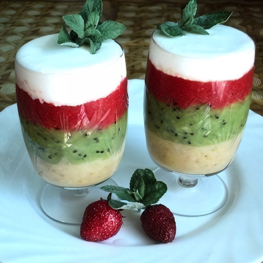 Фруктовый десерт с мороженым