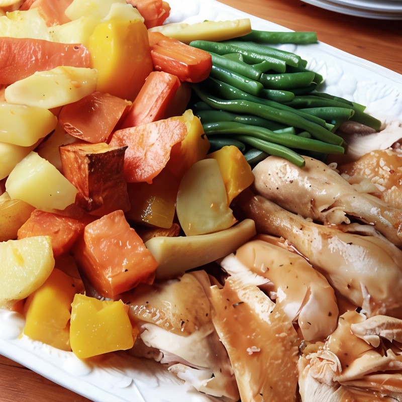 Гарнир из поджаренных в духовке картофеля, пастернака и моркови