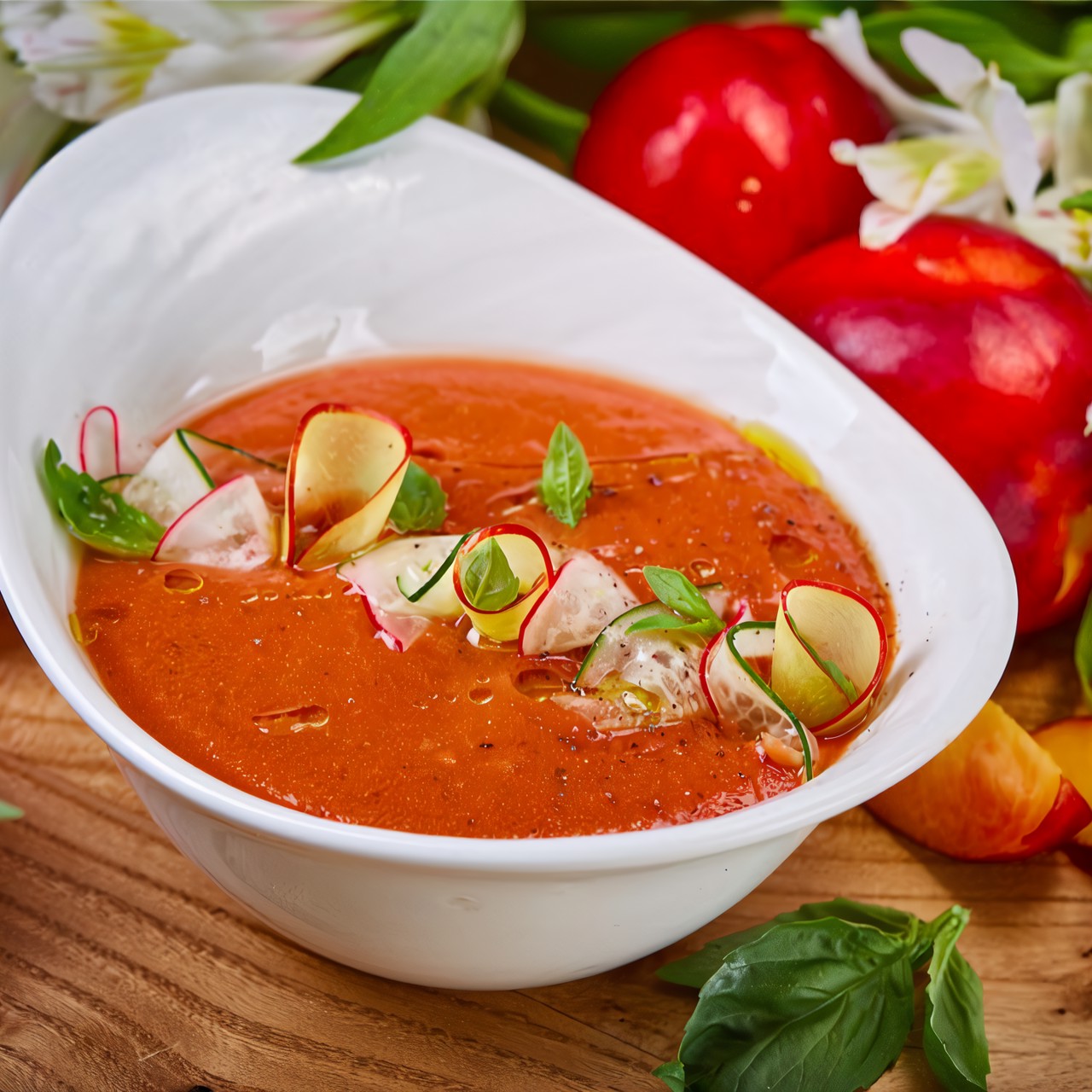 Гаспачо с нектаринами и овощами