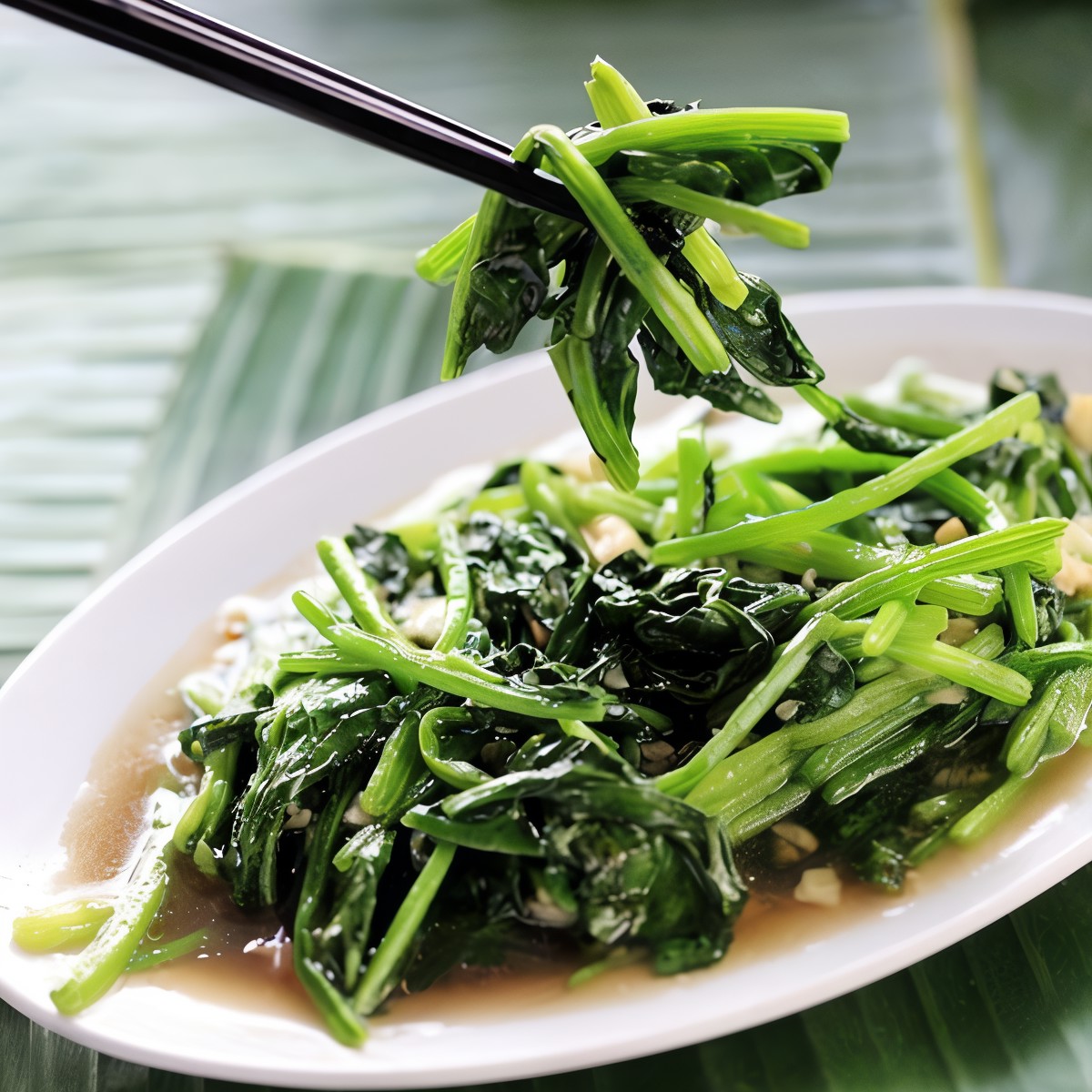 Горчичная зелень с луком